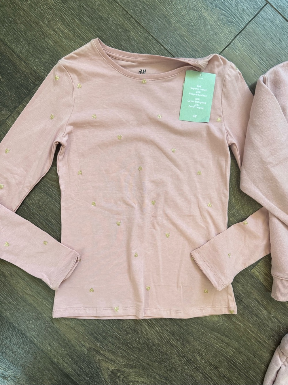 H&M Girls Pink 4pc Outfit Bundle Set Lot Gold Hearts Leggings Sweats Size 8 - Picture 7 of 16
